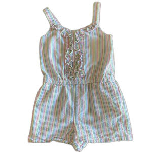Janie & Jack Pastel Stripe Seersucker Romper Girls' 5